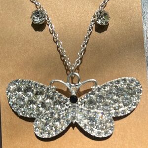 Butterfly charm on Necklace with pair of earrings